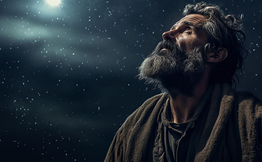 Abraham ponders the stars in the sky that represent the offspring that God promised him.