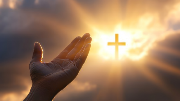 Hand raised toward heaven
