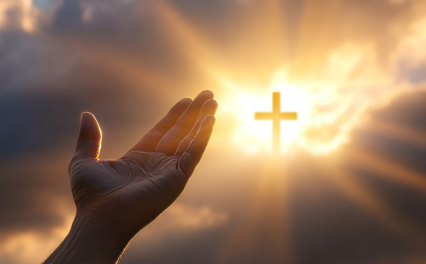 Hand raised toward heaven